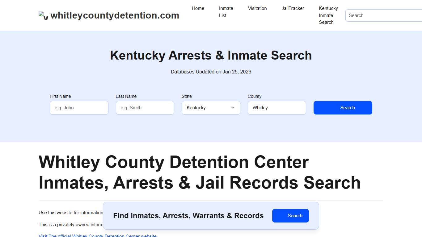 Whitley County, KY Inmates, Arrests, Mugshots Lookup
